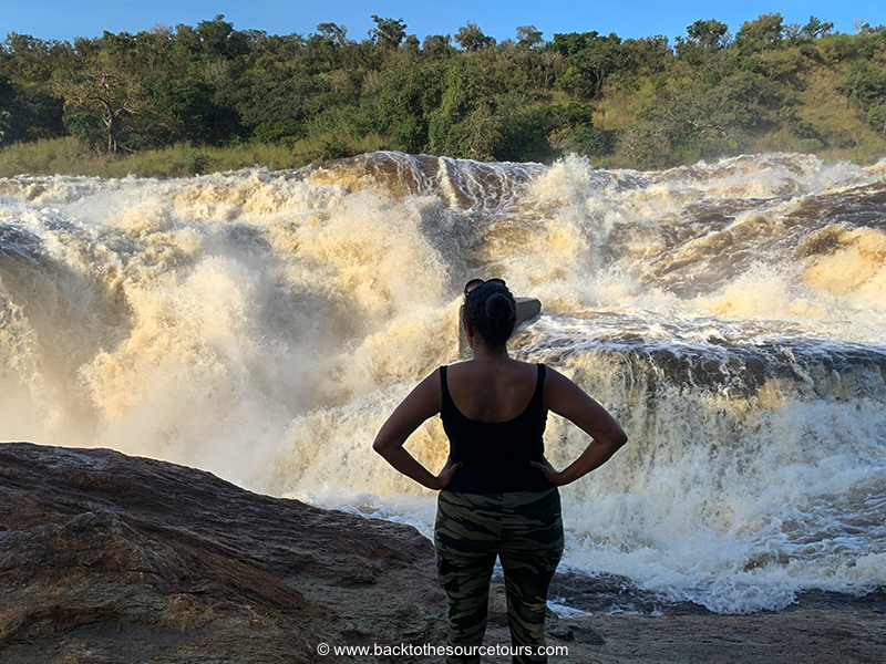 Fanny Martinez at the Top of the Falls in Murchison Falls NP, Uganda