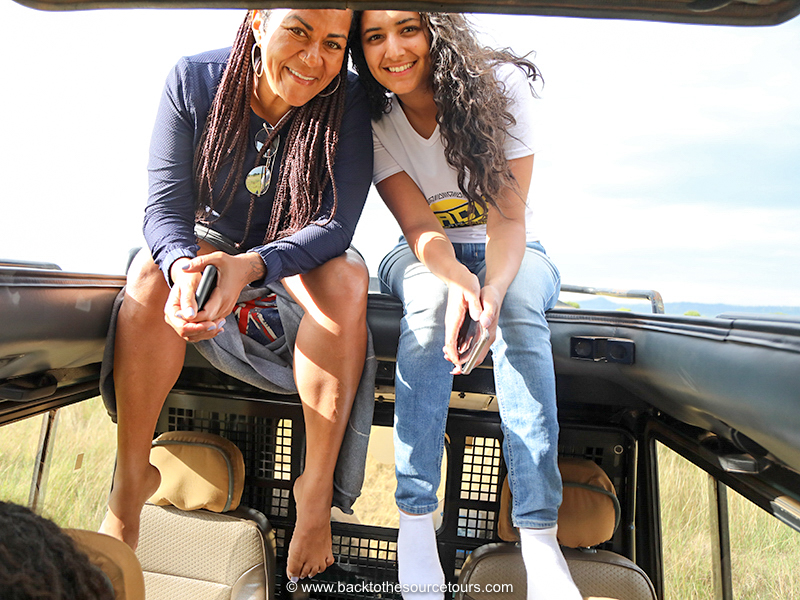 Carly Yashira and Shannon Amos on safari