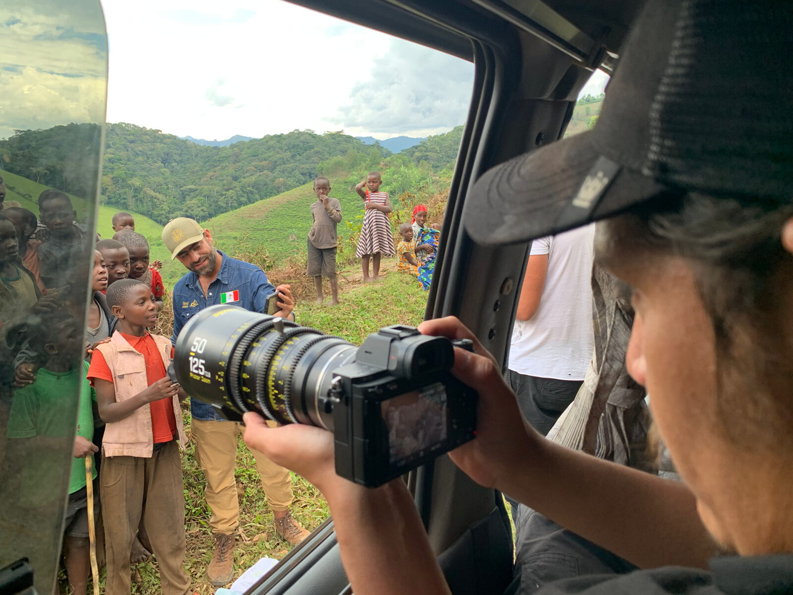 FIlming in Bwindi Gorilla Trekking Back to the Source Tours with Arturo Islas and local kids