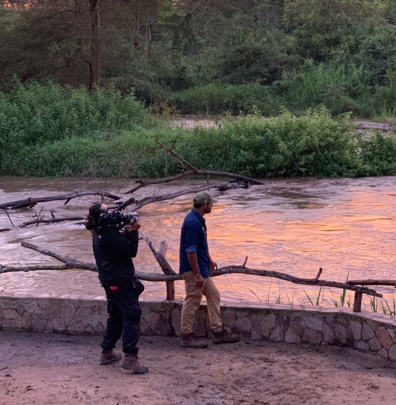 FIlming in Ishasha WIldness Camp Back to the Source Tours with Arturo Islas