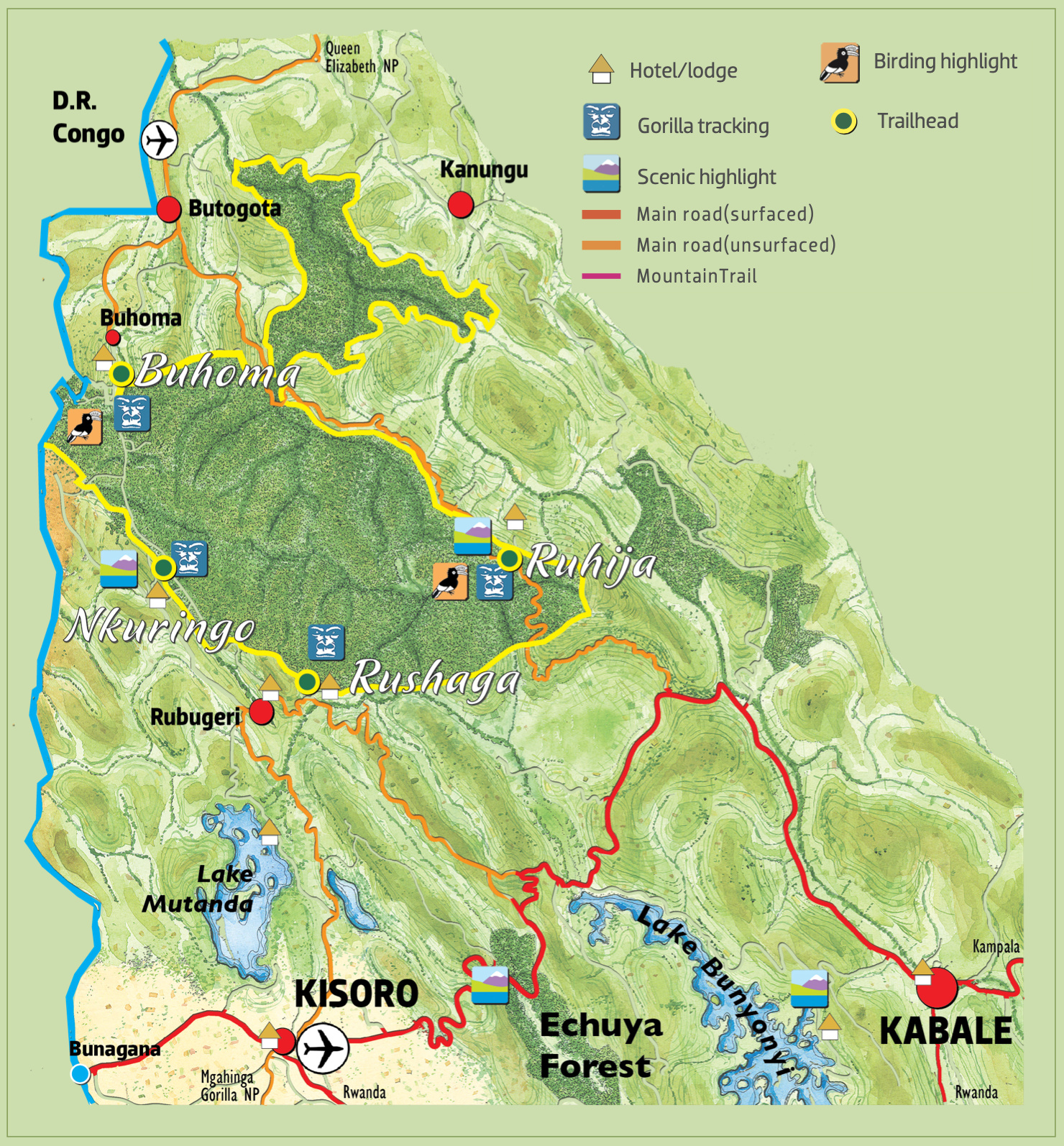 Map of Bwindi Impenetrable National Park